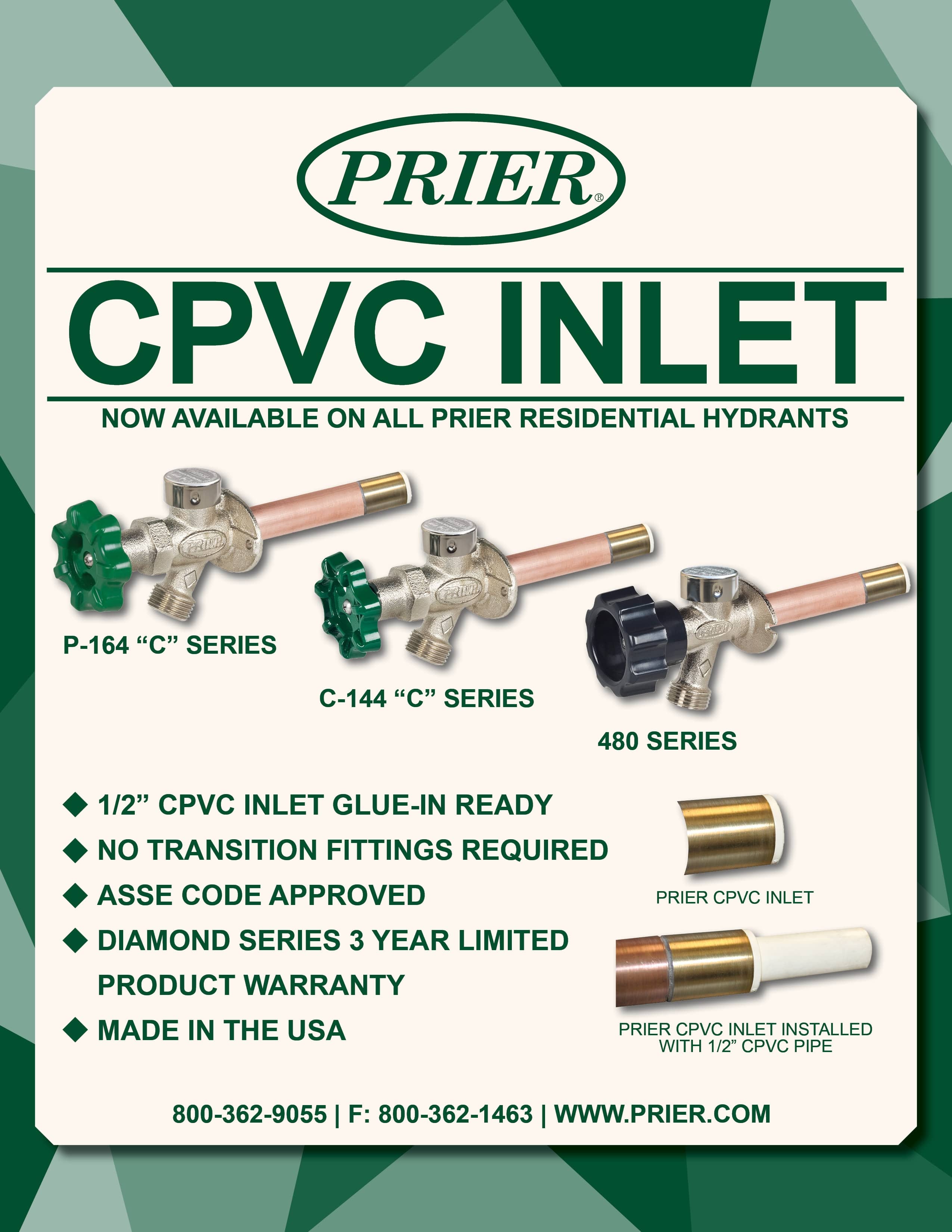 PRIER Introduces New CPVC Inlet